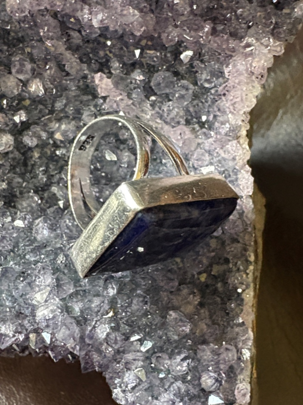 Blue Sodalite Rectangular Silver ring - Picture 5 of 6
